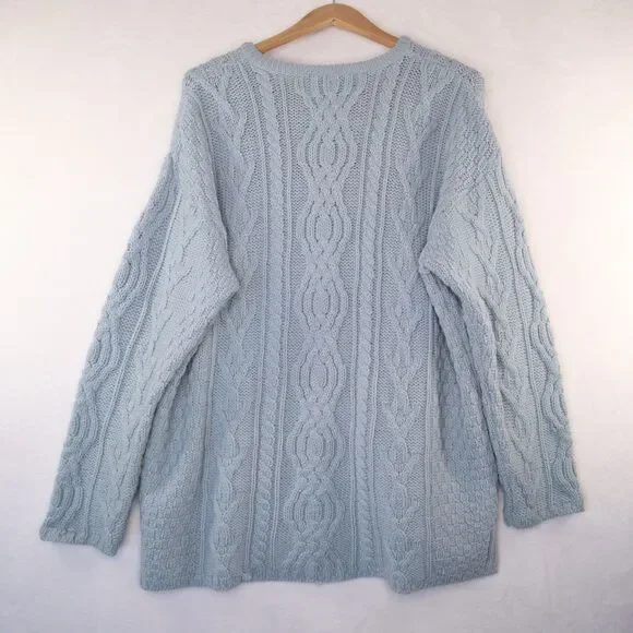 Aran Crafts Men's XXL Merino Wool Crew Neck Cable Knit Fisherman Sweater Ireland